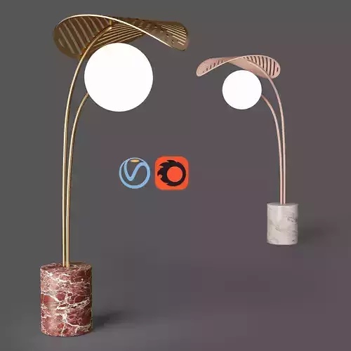 Refuge Floor Lamp with Single Leaf by Marc Ange