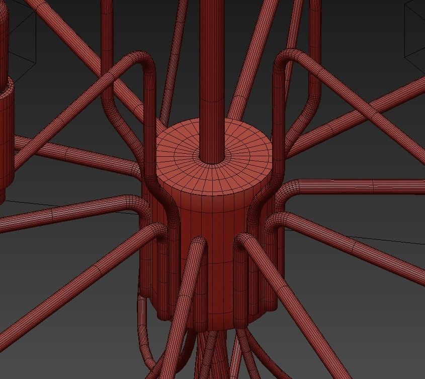 Chandelier modern in gold 3D model_7