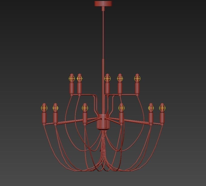 Chandelier modern in gold 3D model_1