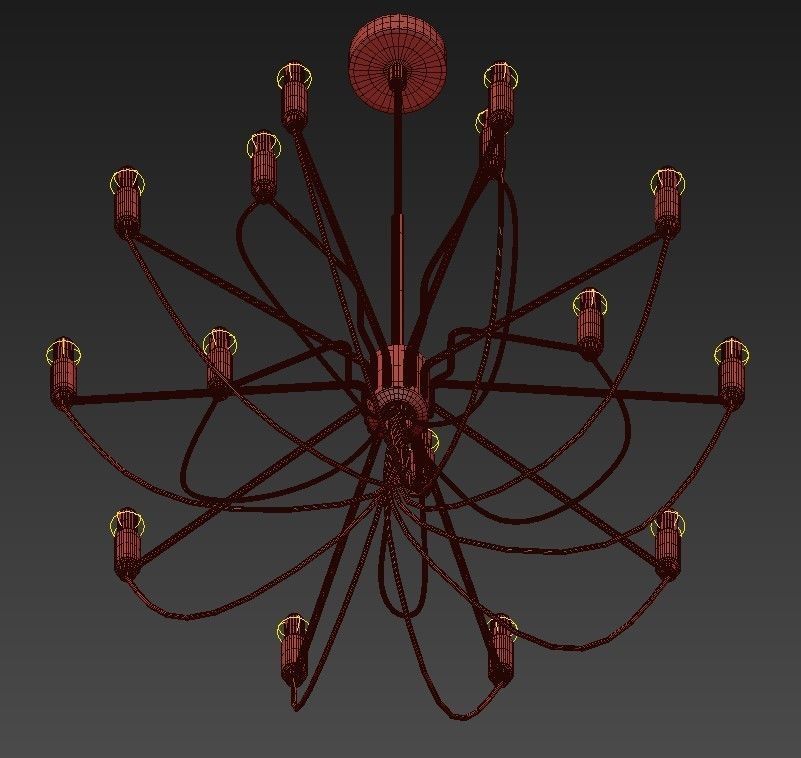 Chandelier modern in gold 3D model_3