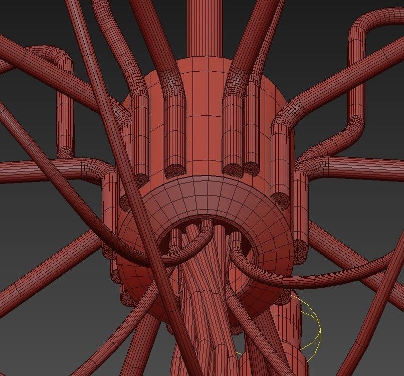 Chandelier modern in gold 3D model_5