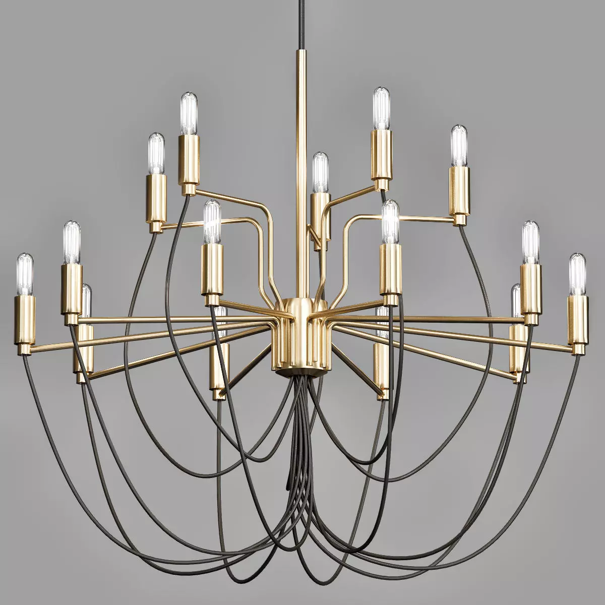 Chandelier modern in gold 3D model_0