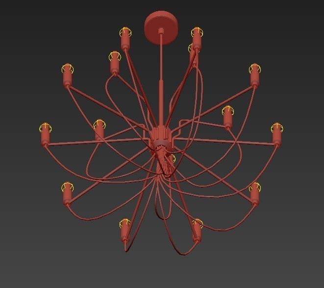 Chandelier modern in gold 3D model_2