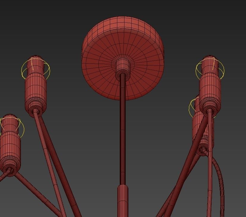 Chandelier modern in gold 3D model_4