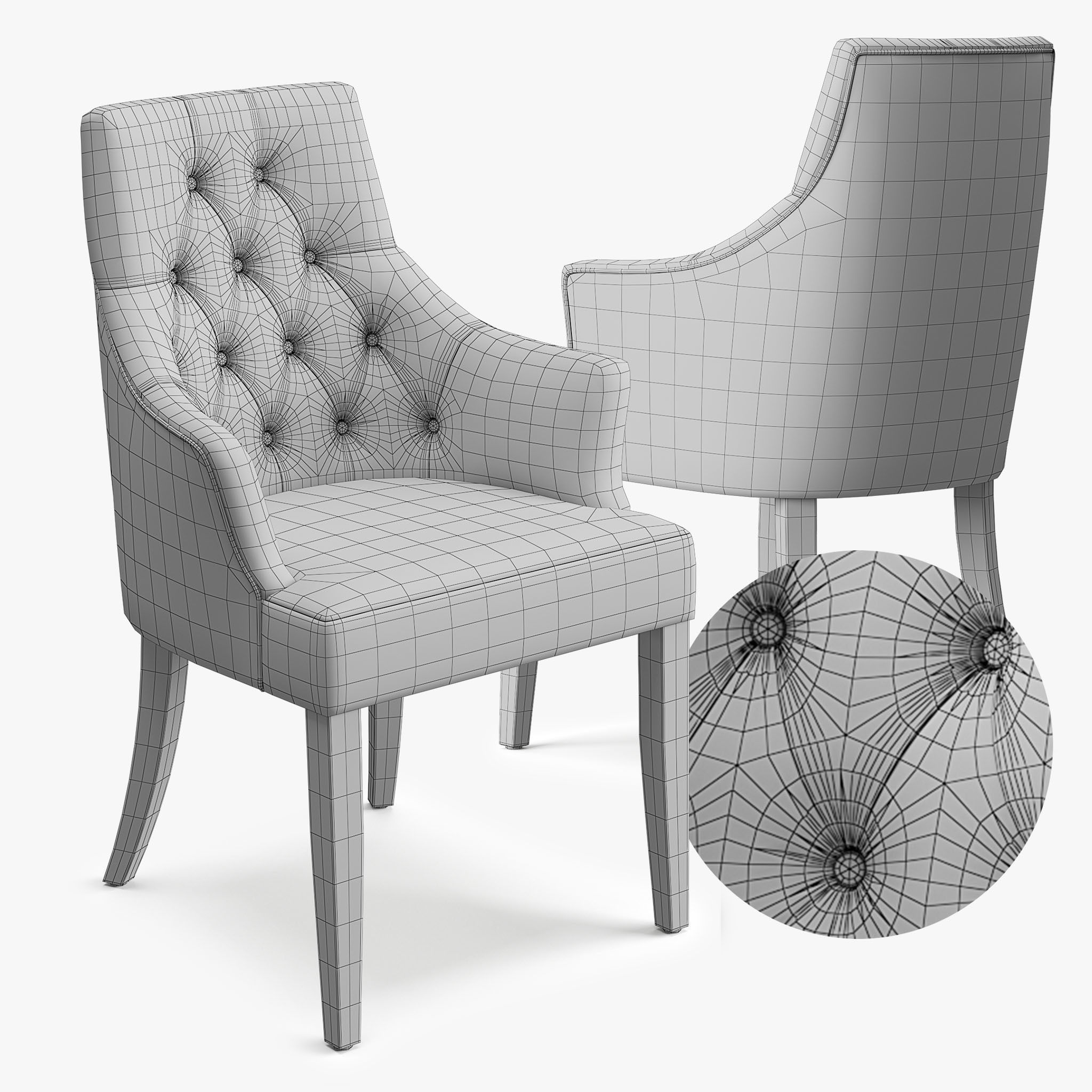 Chair Dining C Low-poly 3D model_2