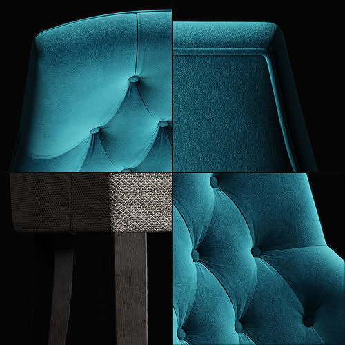 Chair Dining C Low-poly 3D model 2