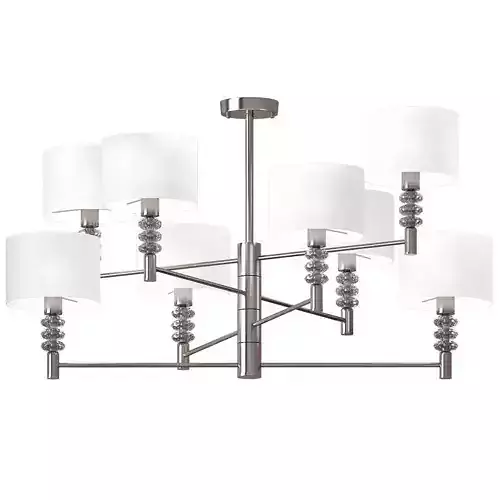 LINCOLN six light chandelier in brushed nickel with shades