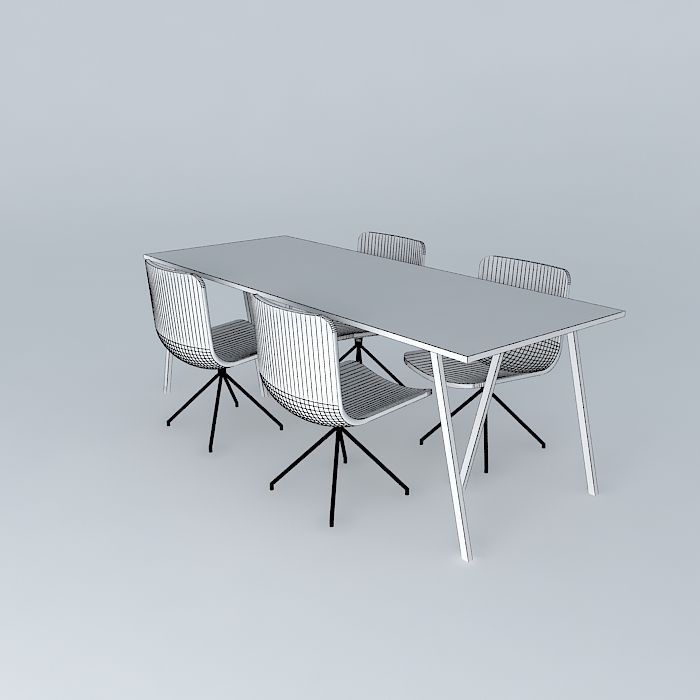 Chairs and table Free 3D model_4