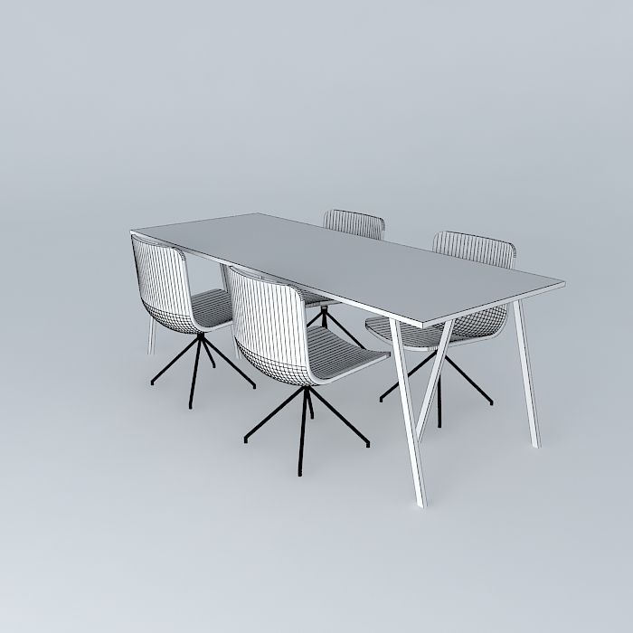 Chairs and table Free 3D model_3