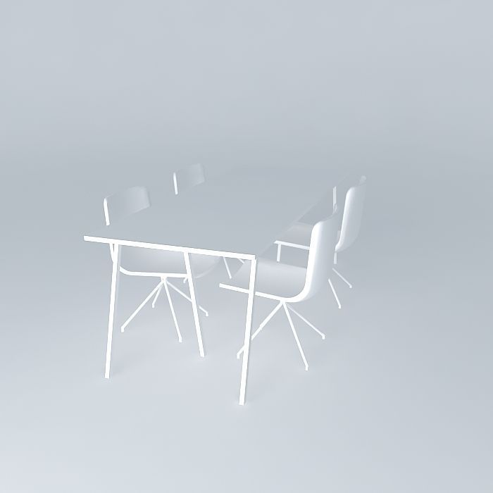 Chairs and table Free 3D model_1