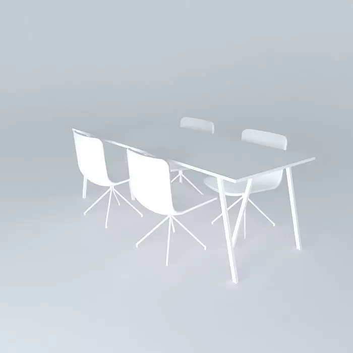 Chairs and table Free 3D model_0