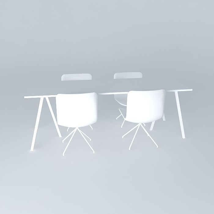 Chairs and table Free 3D model_2