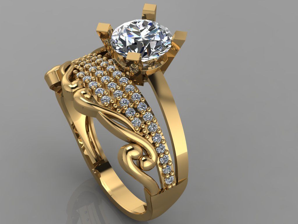 GC GOLD TW057- Diamond ring 3D print model_1