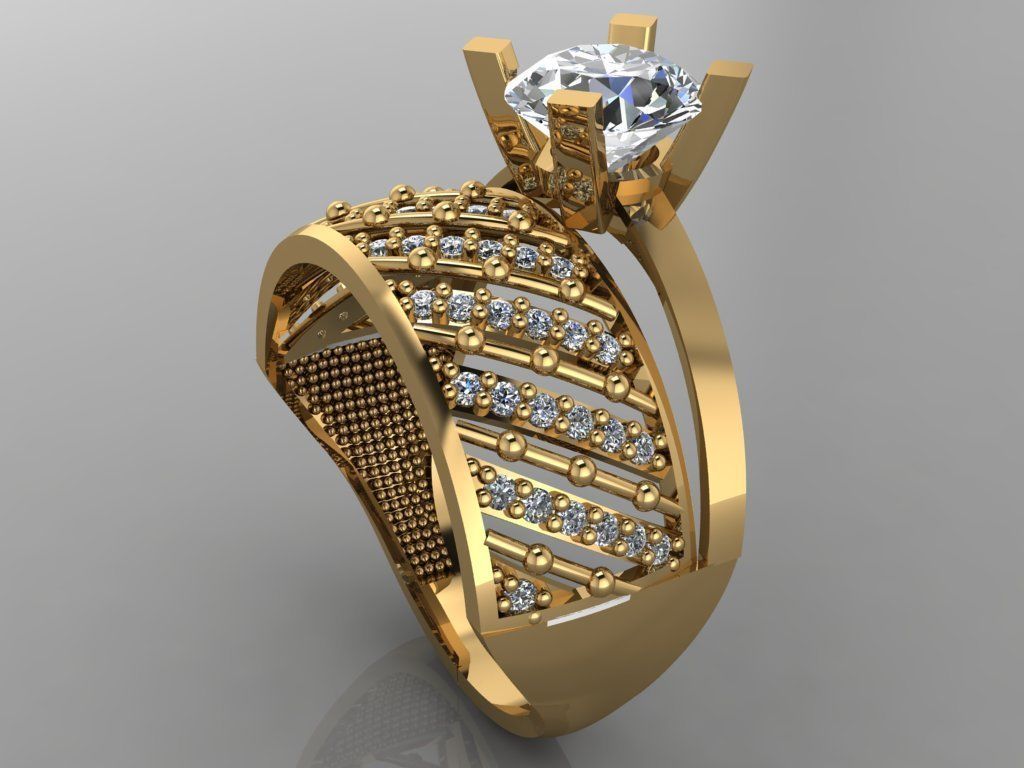 GC GOLD TW060- Diamond ring 3D print model_1