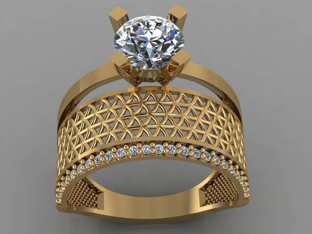 GC GOLD TW061- Diamond ring 3D print model_1