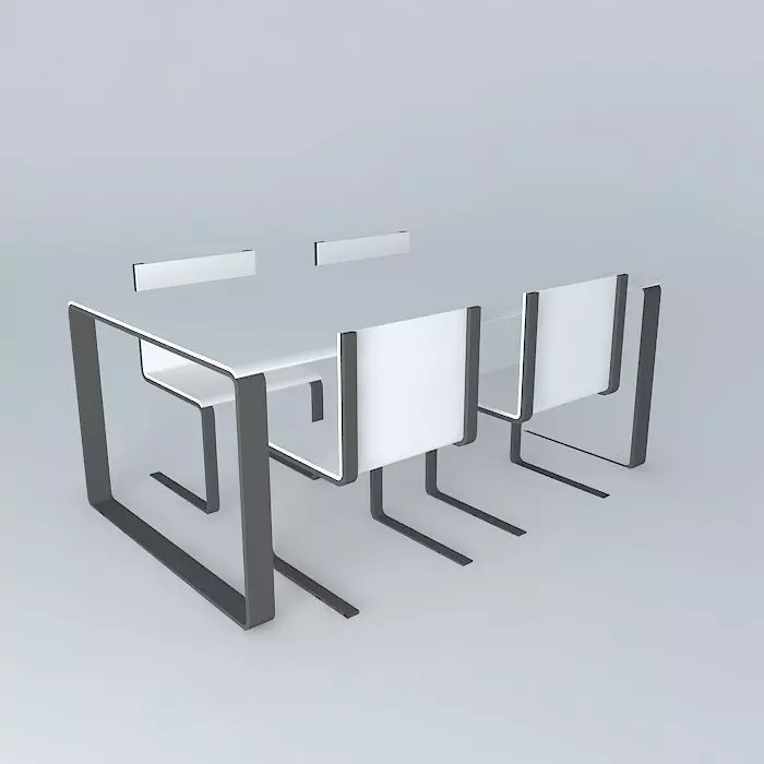 Modern dining table with chairs Free 3D model