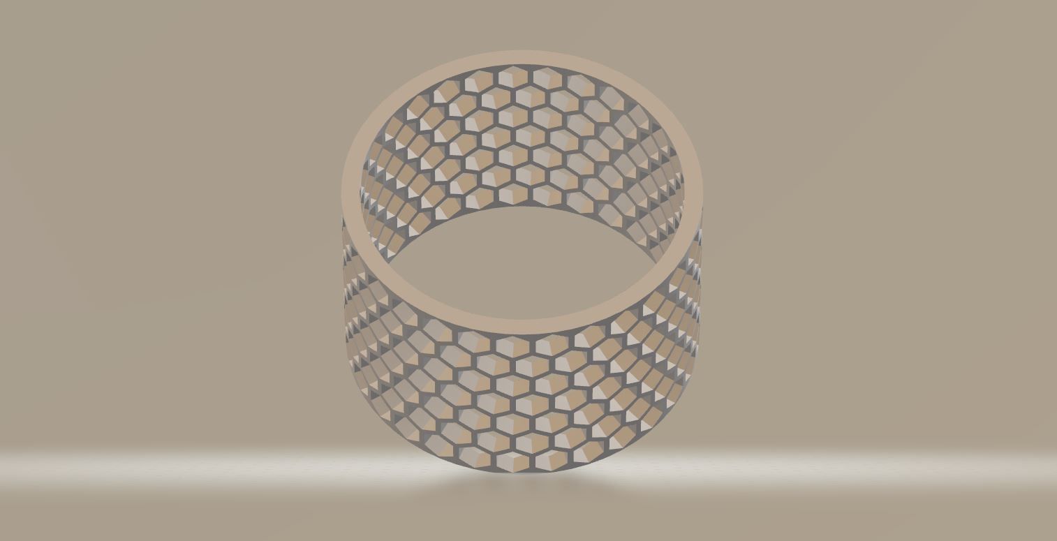 Simple cylinder with hexagonal mesh or honeycomb pattern 3D model ...