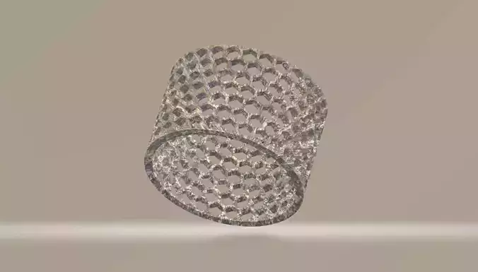 Simple cylinder with hexagonal mesh or honeycomb pattern 3D model