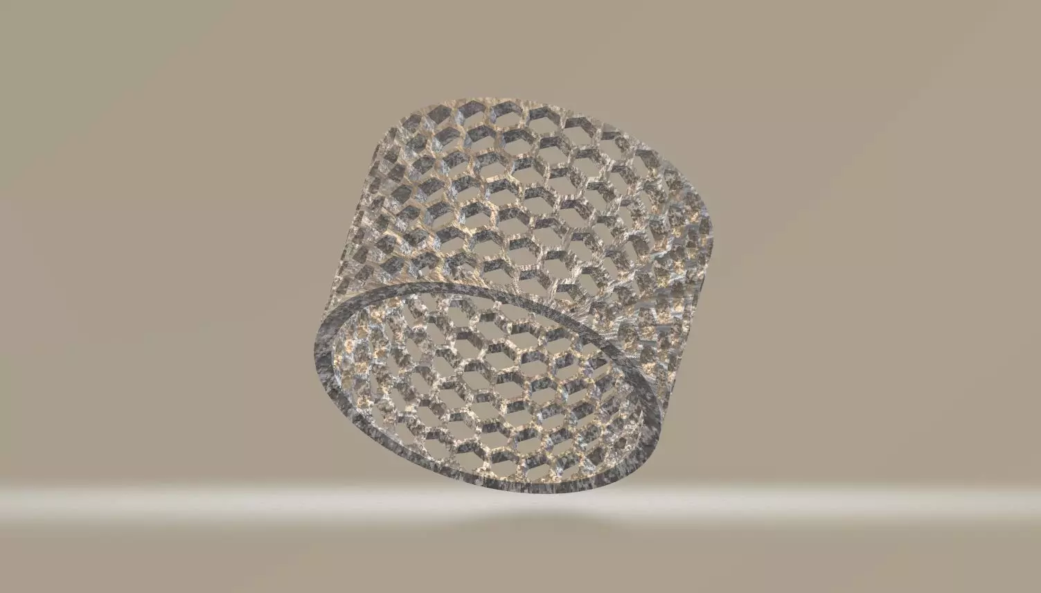 Simple cylinder with hexagonal mesh or honeycomb pattern 3D model