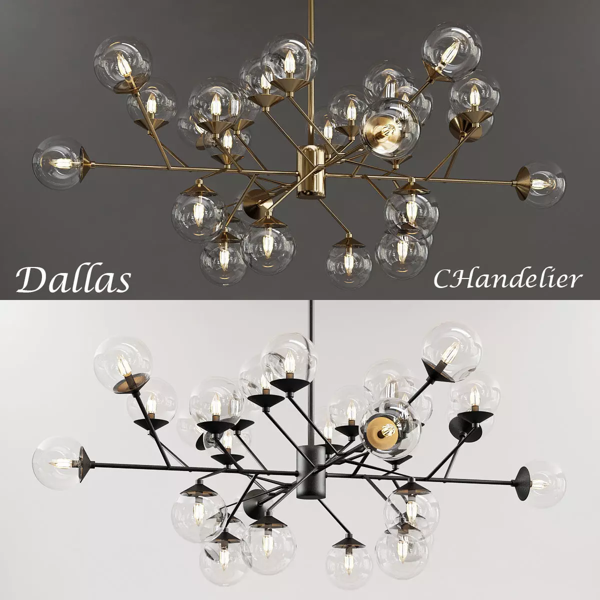 Dalls chandelier with balls hanging from it 3D model_0