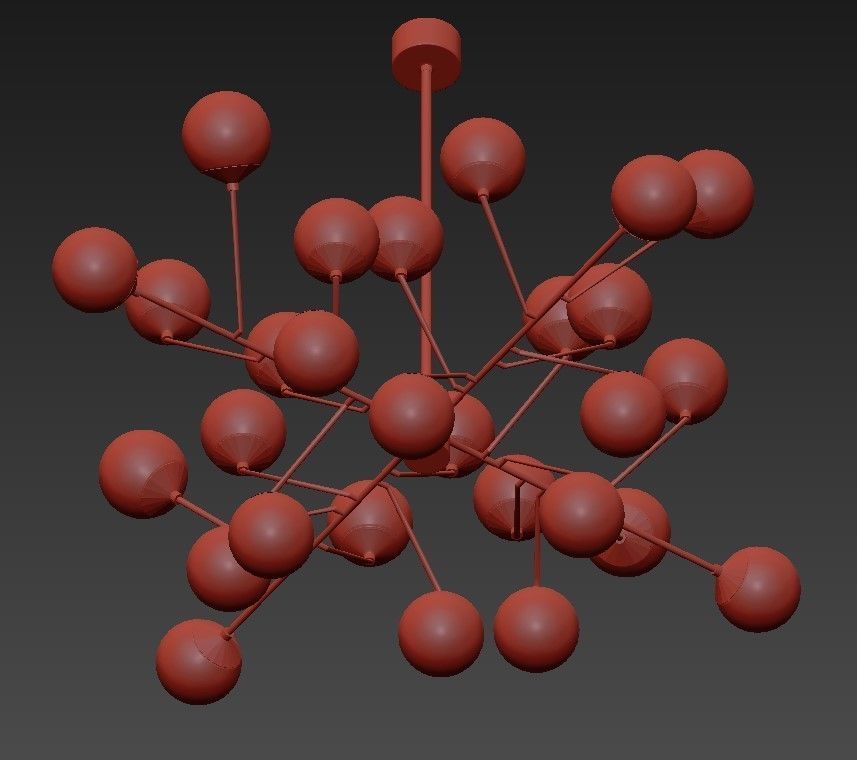 Dalls chandelier with balls hanging from it 3D model_2