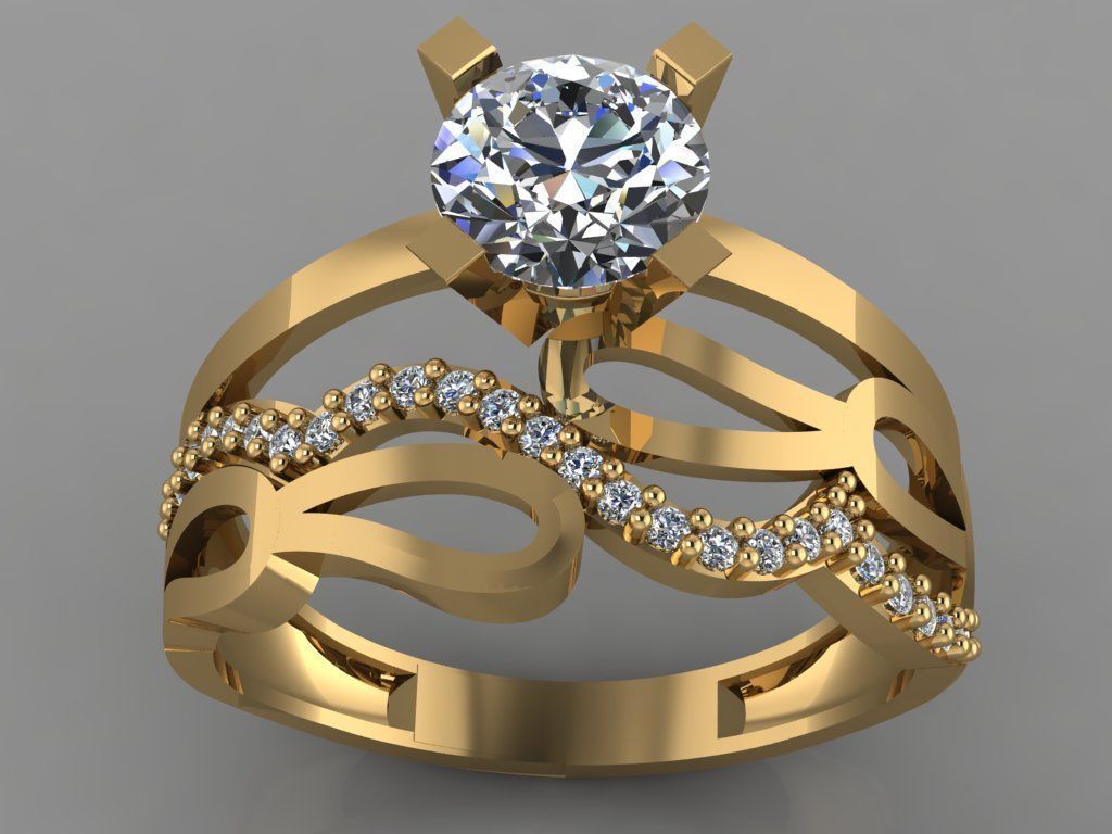 GC GOLD TW066- Diamond ring 3D print model_1