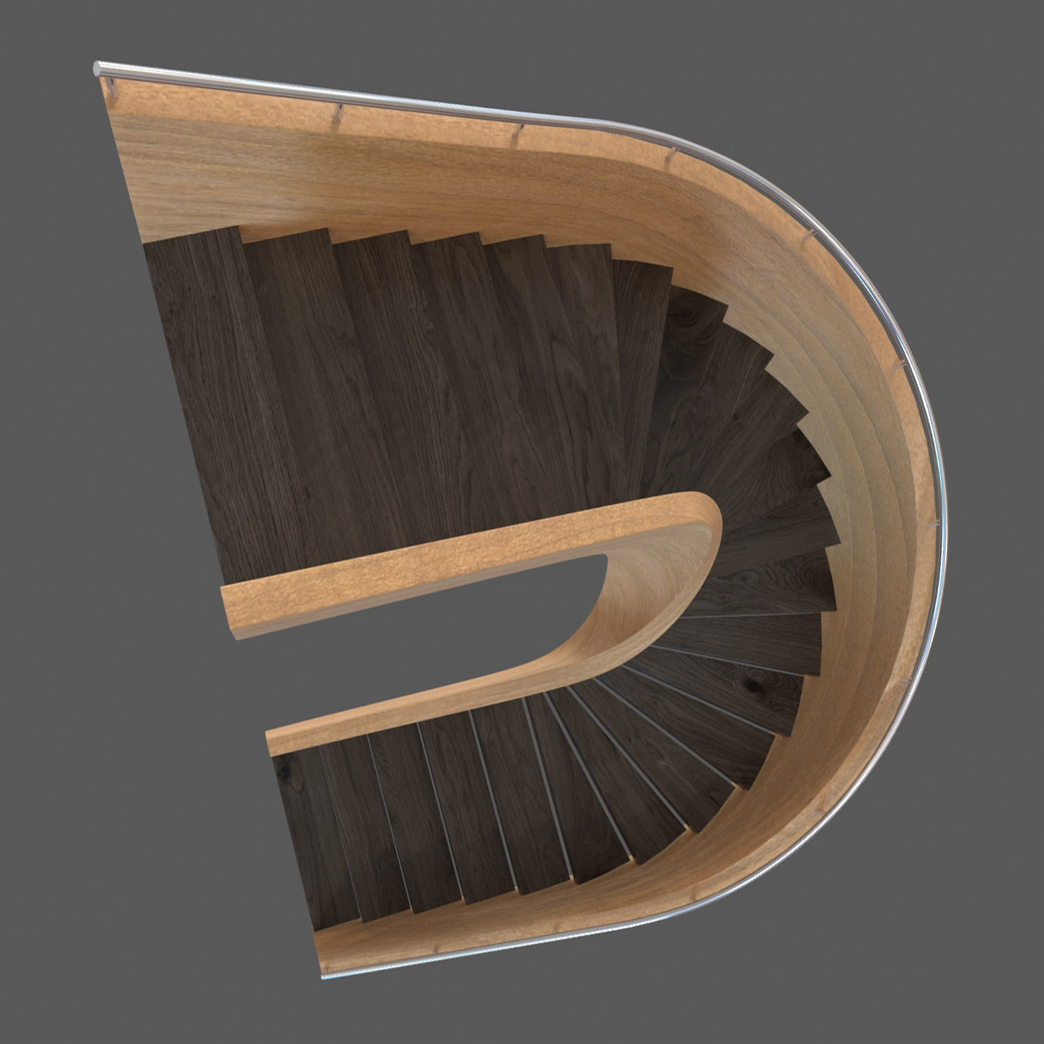 Wooden Spiral StairCase Free 3D model_1
