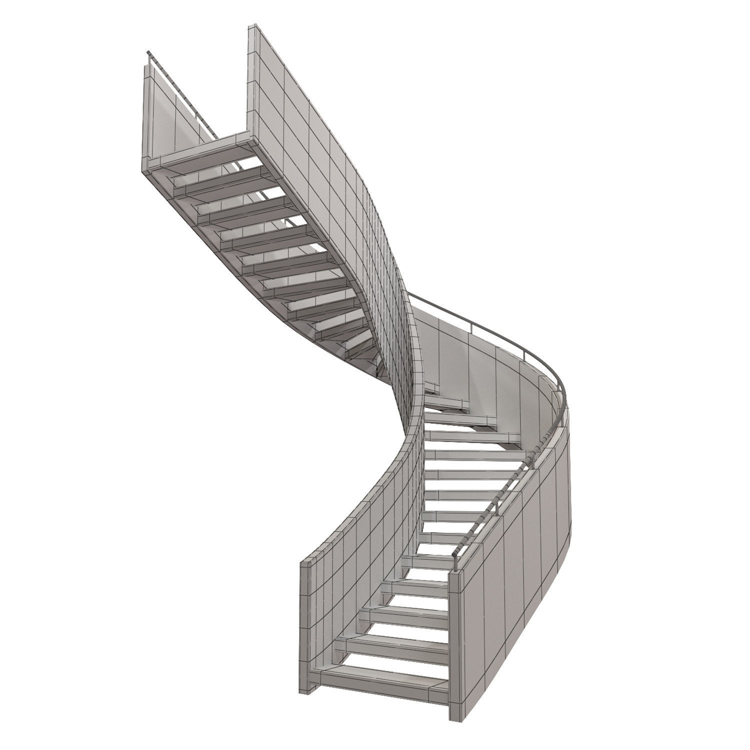 Wooden Spiral StairCase Free 3D model_3