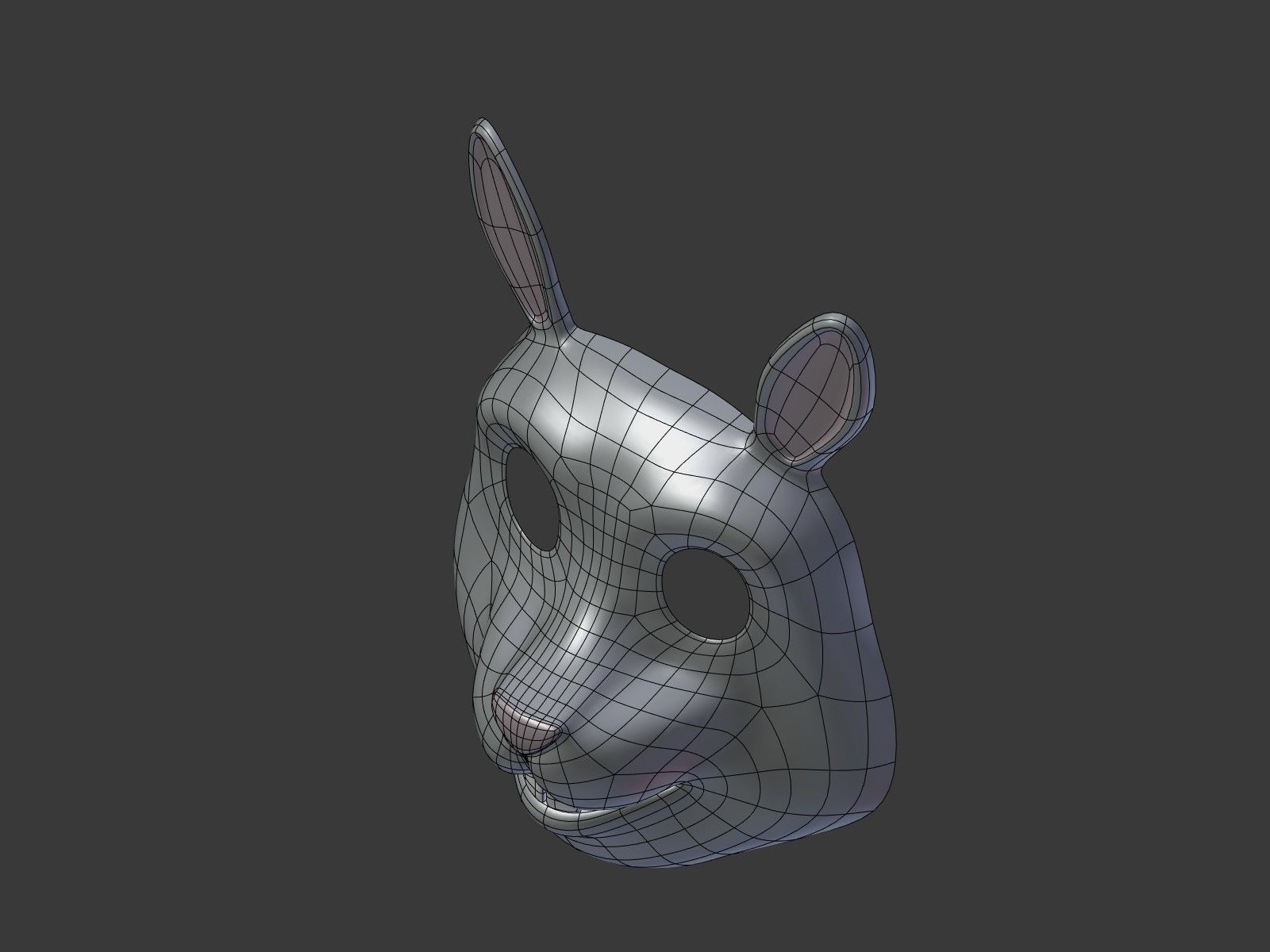 Rabbit Bunny Kids Mask Low-poly 3D model_8