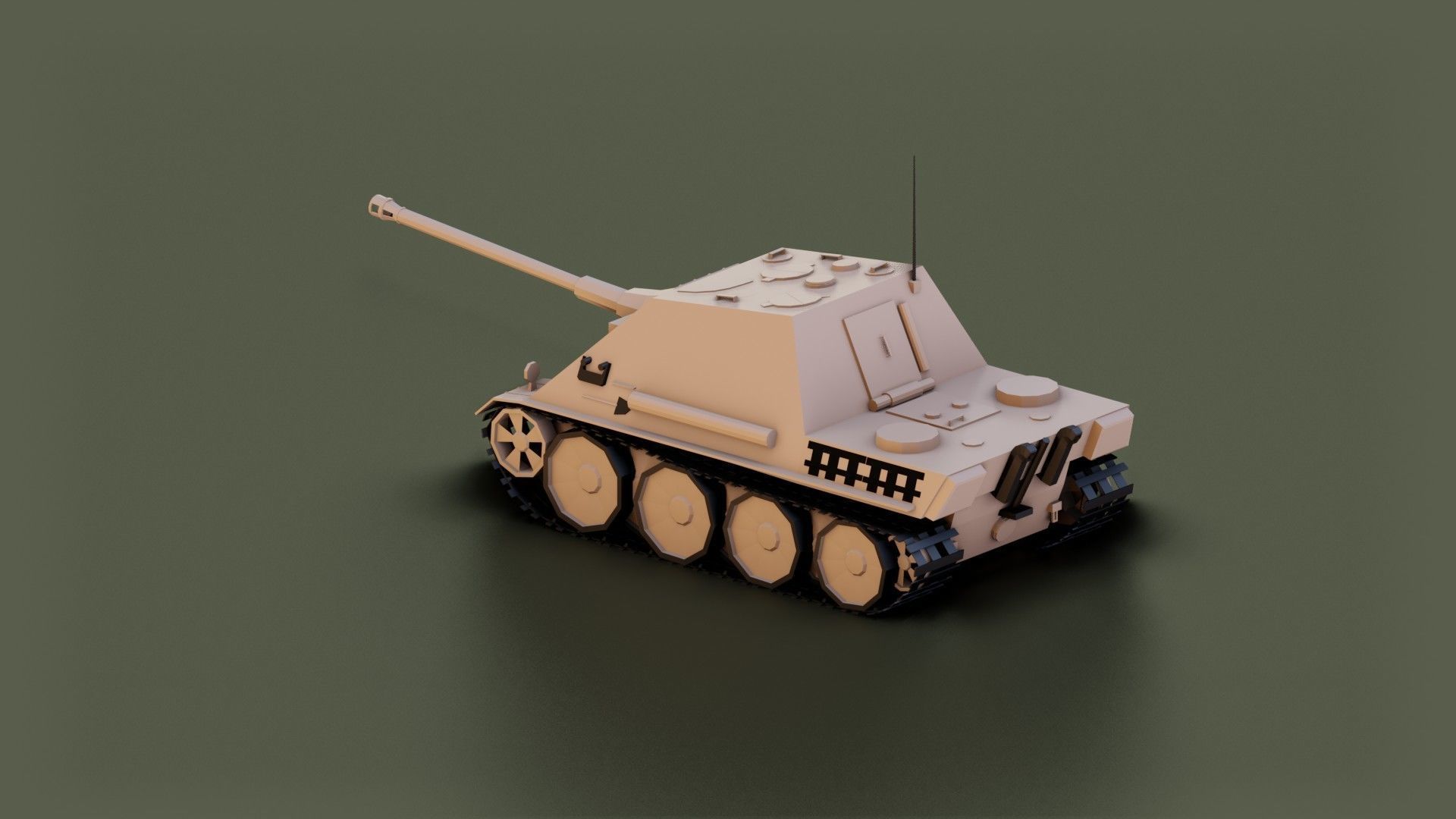 Low Poly Jagdpanther Tank Low-poly 3D model_4