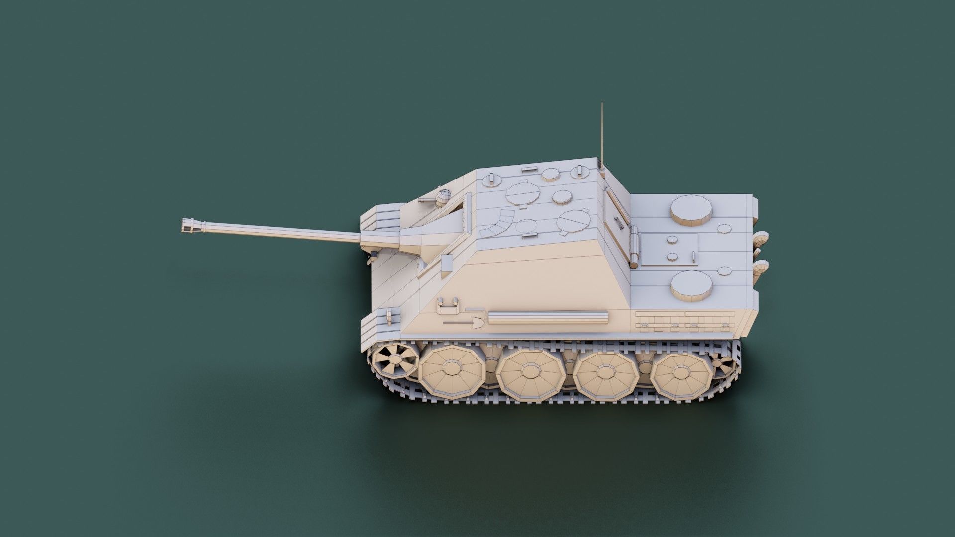 Low Poly Jagdpanther Tank Low-poly 3D model_5