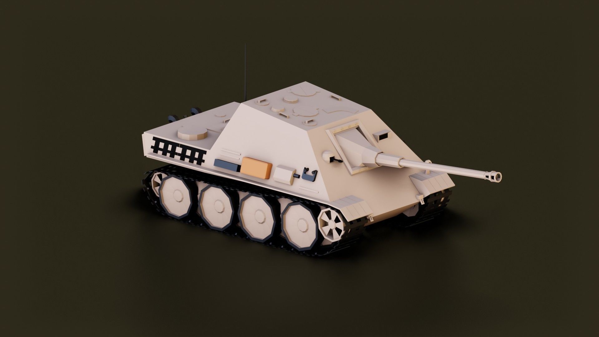 Low Poly Jagdpanther Tank Low-poly 3D model_2