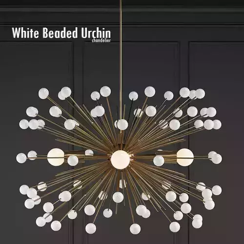 White Beaded Urchin Chandelier Sputnik 3D model