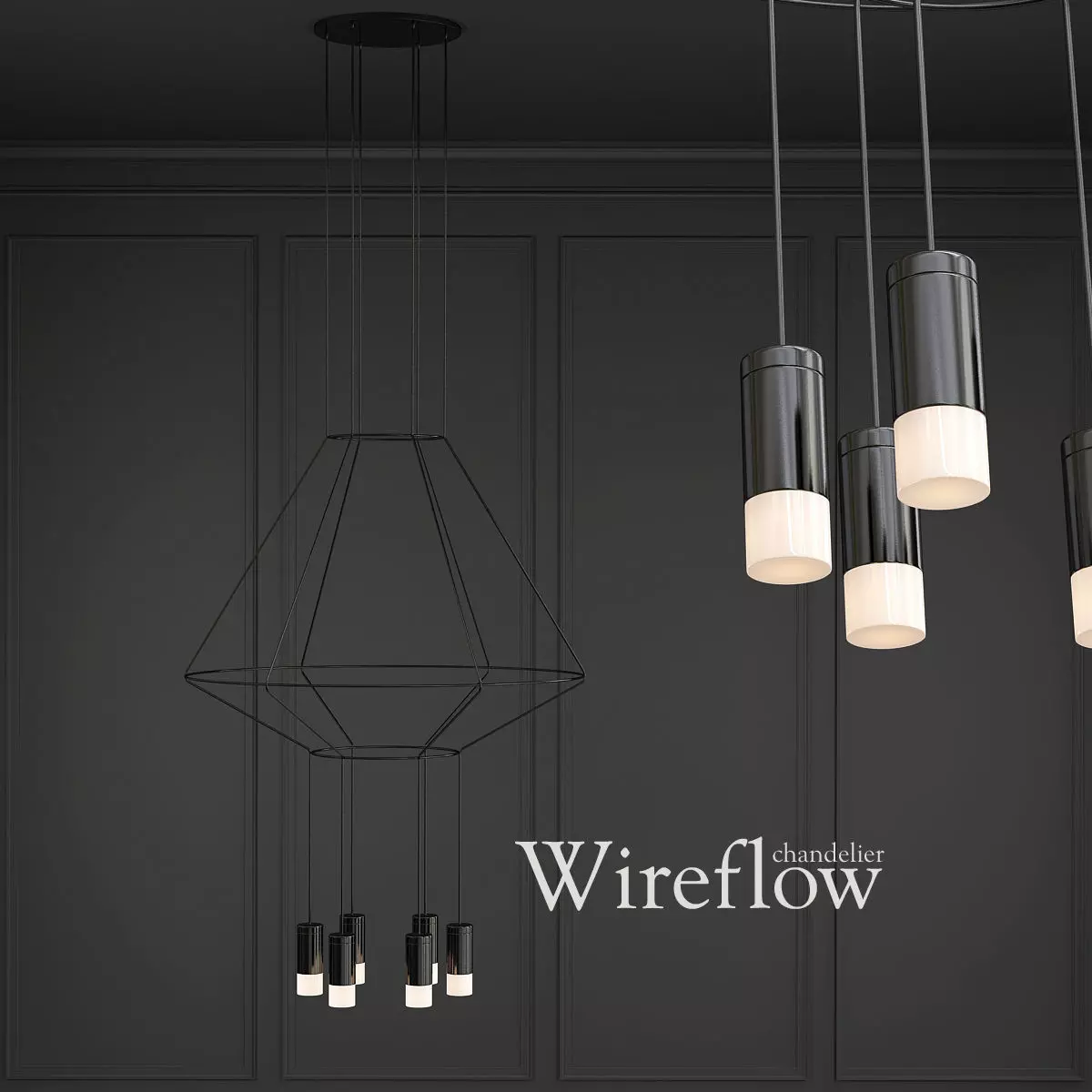 Wireflow light fixtures hanging from wall 3D model