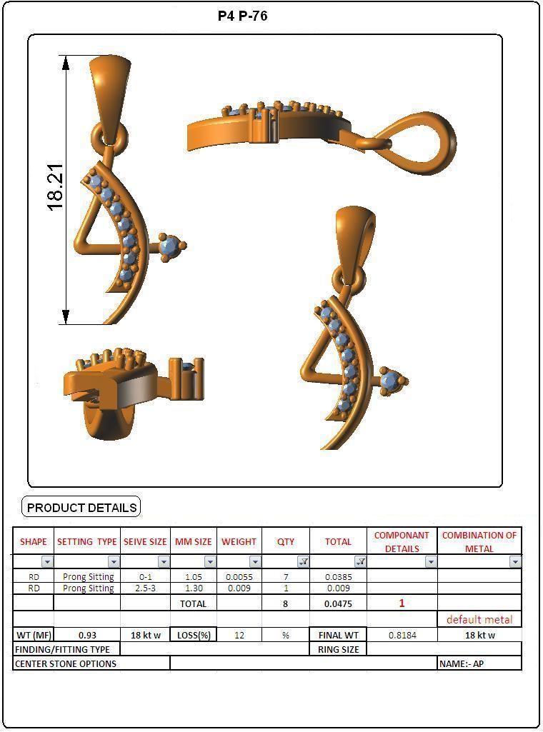 Women light weight pendant 3dm stl render detail  3D print model_4