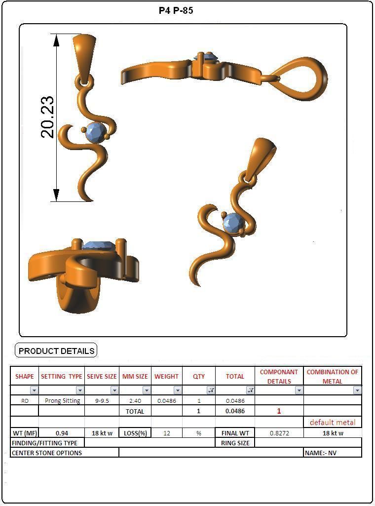 Women light weight pendant 3dm stl render detail 3D print model_4