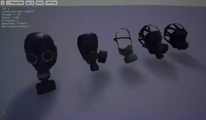 Low-Poly Gasmasks gas masks Low-poly 3D model