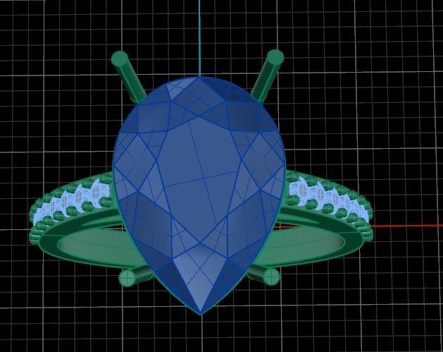 ring with center stone 3D print model_1