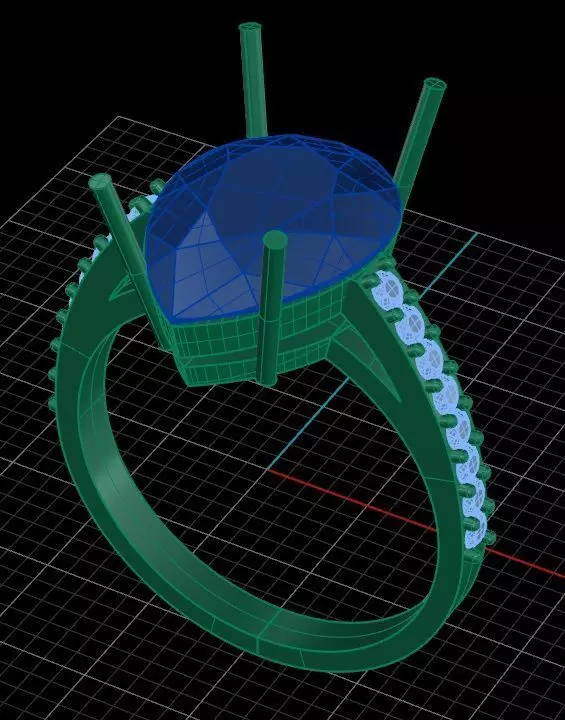 ring with center stone 3D print model_0