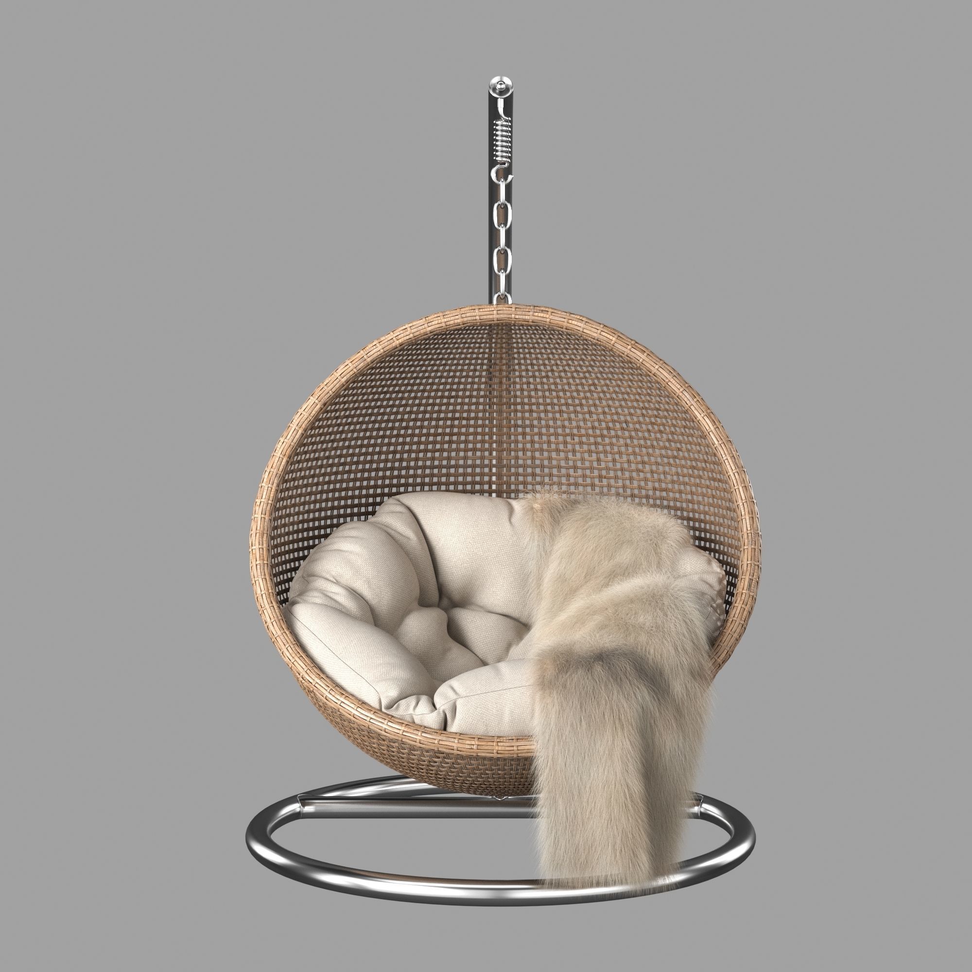Rattan Hanging Chair 3D model_3
