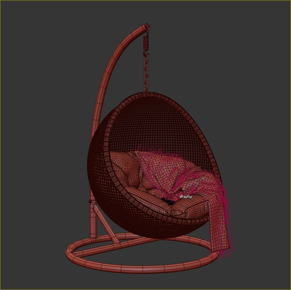 Rattan Hanging Chair 3D model_4