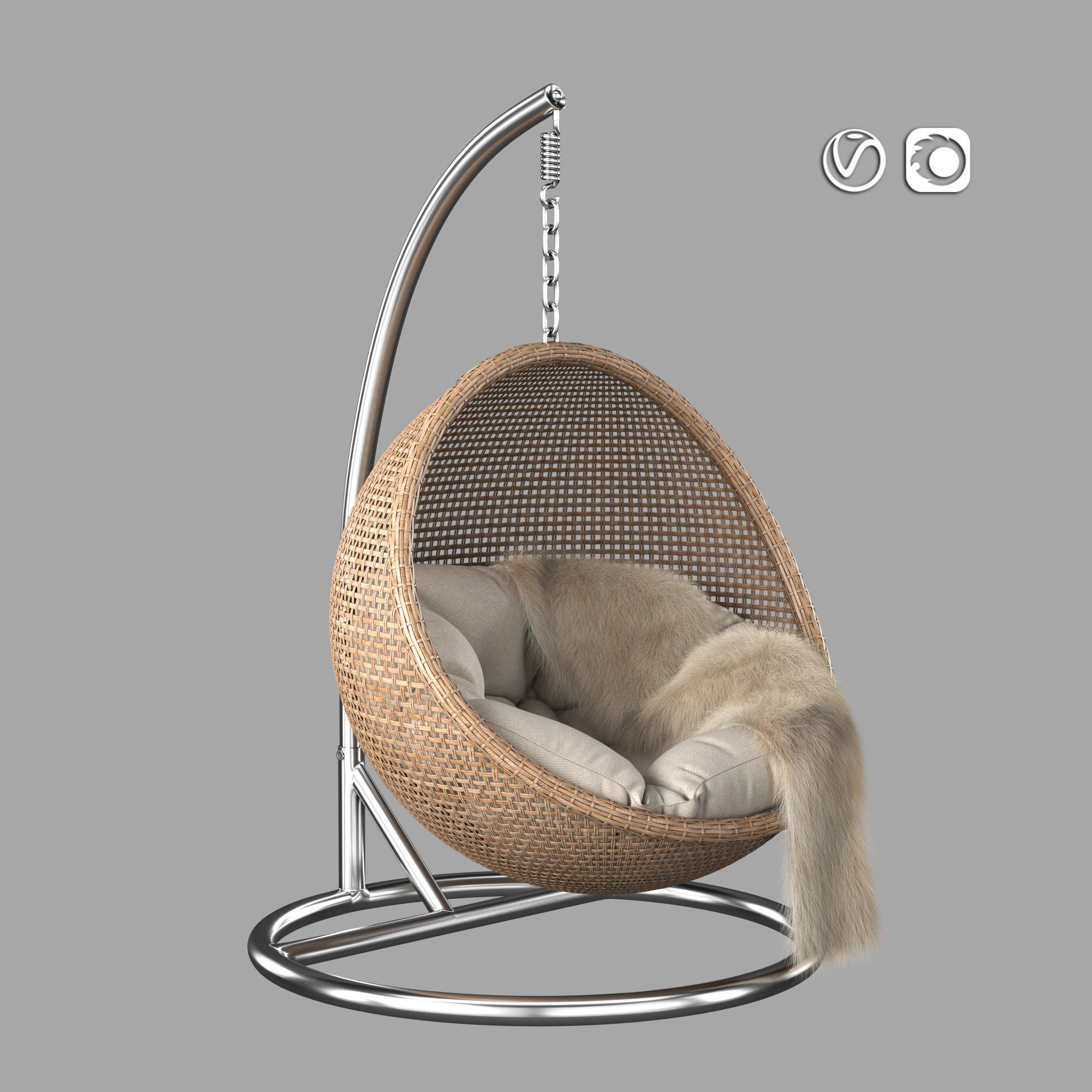 Rattan Hanging Chair 3D model_1