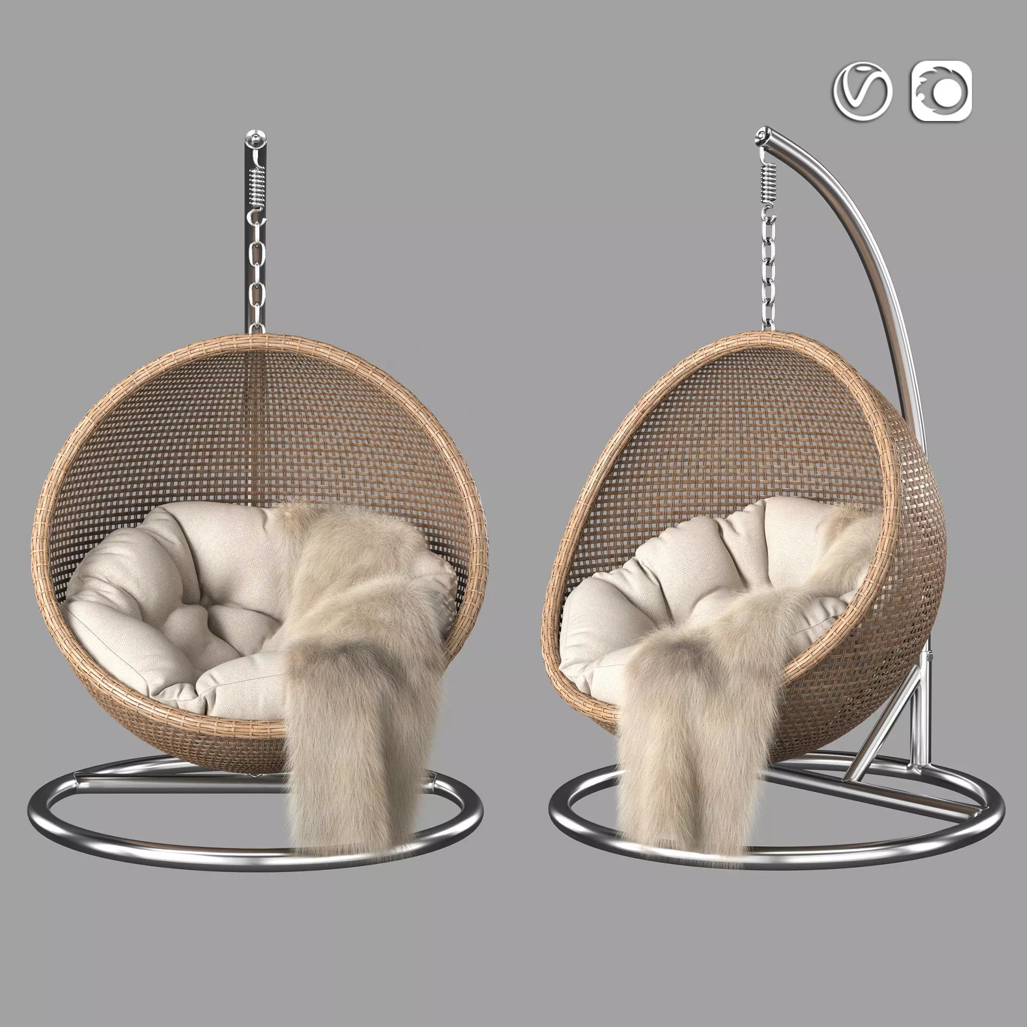 Rattan Hanging Chair 3D model_0