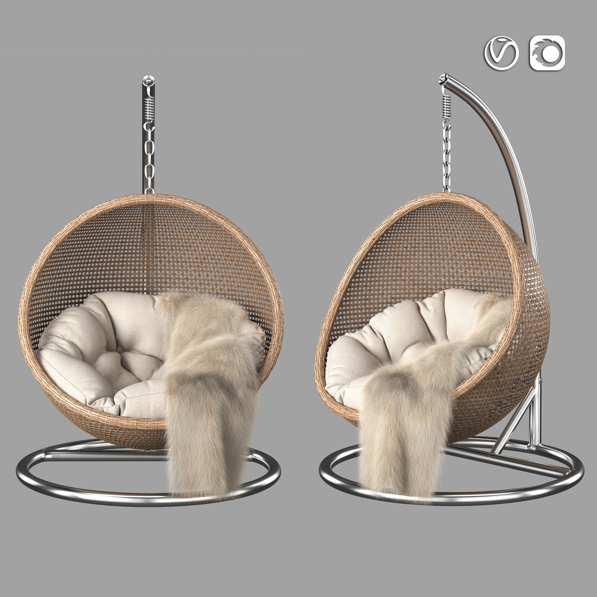 3d Model Rattan Hanging Chair Cgtrader