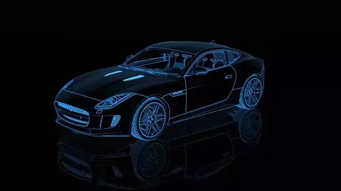 Jaguar holographic image effect---C4D rendering AE synthesis 3D model