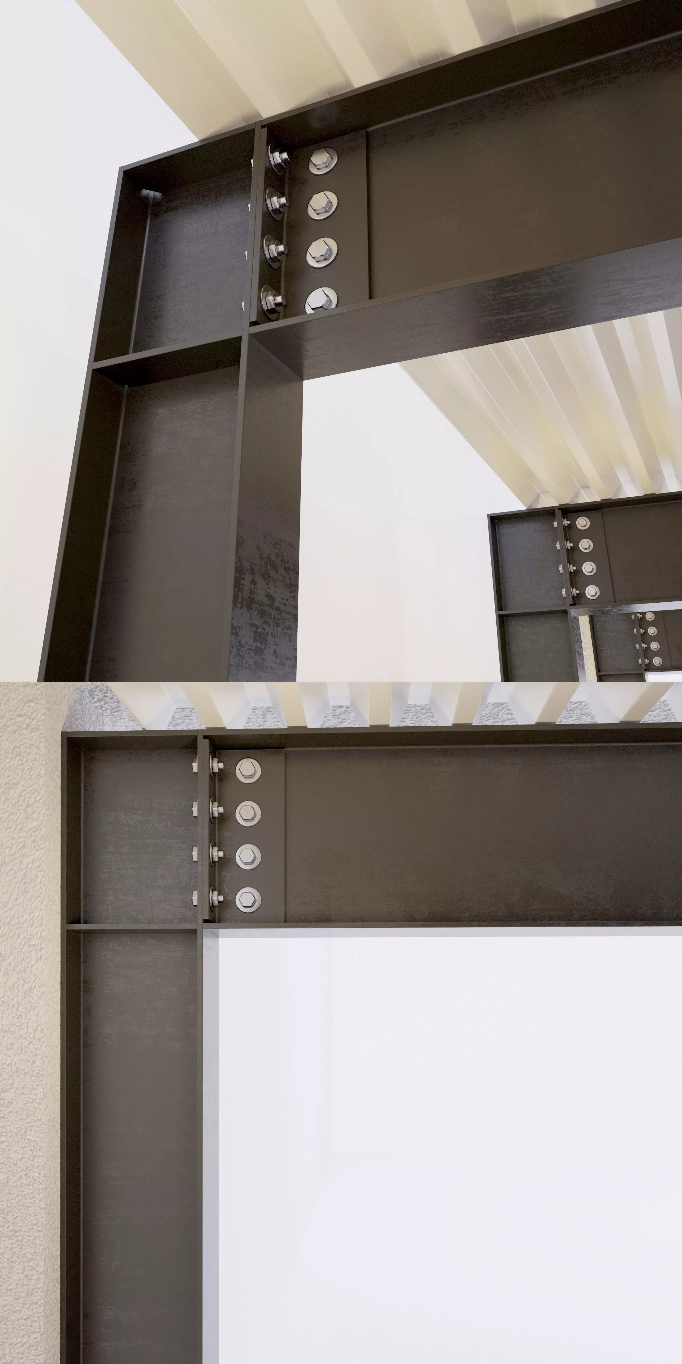 Metal construction Beam Column Low-poly 3D model