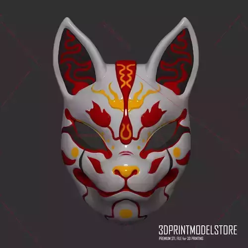 Japanese Fox Mask Demon Kitsune Costume Cosplay Helmet STL File  3D print model