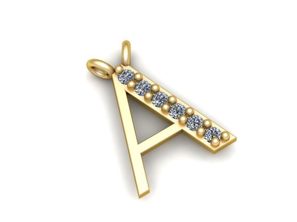Alphabets Letter A Pendant 3D print model_2