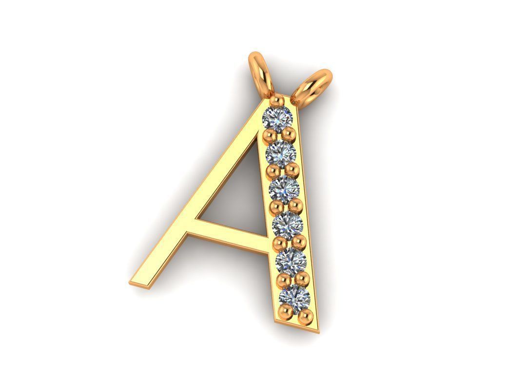 Alphabets Letter A Pendant 3D print model_1
