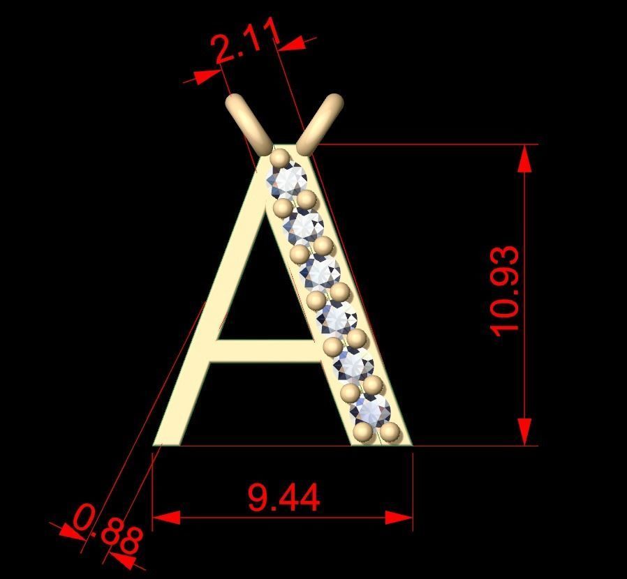 Alphabets Letter A Pendant 3D print model_3